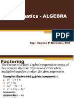Mathematics - ALGEBRA: Engr. Eugene P. Barbonio, ECE