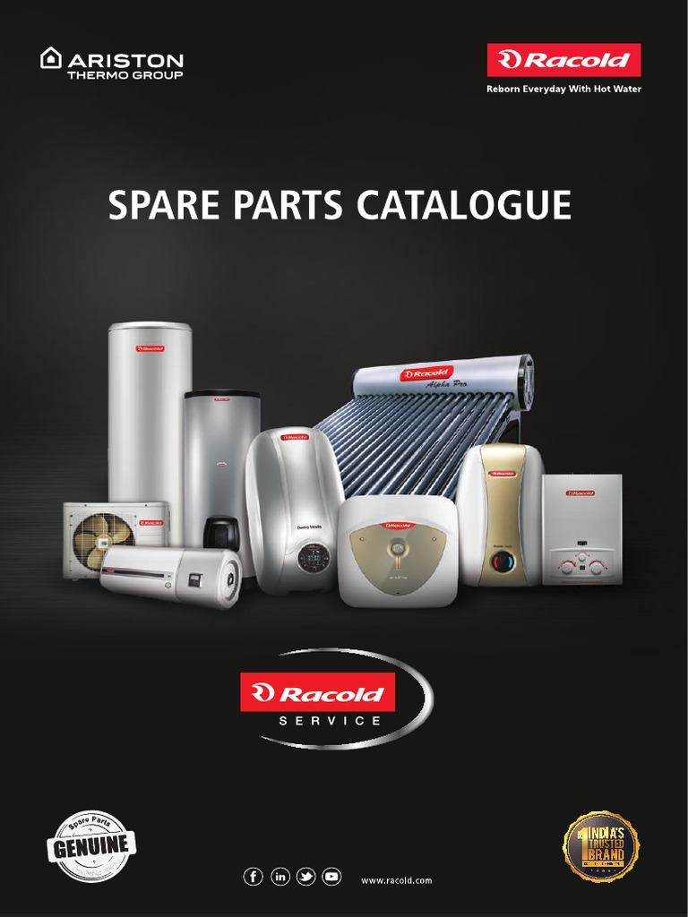 Racold Spare Part Catalogue | PDF | Water Heating | Vacuum Tube