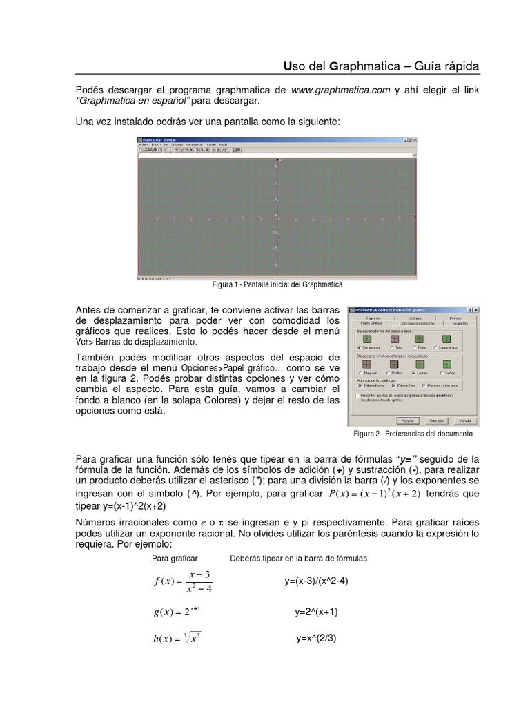 Guía rápida para usar Graphmatica | PDF | Función (Matemáticas ...