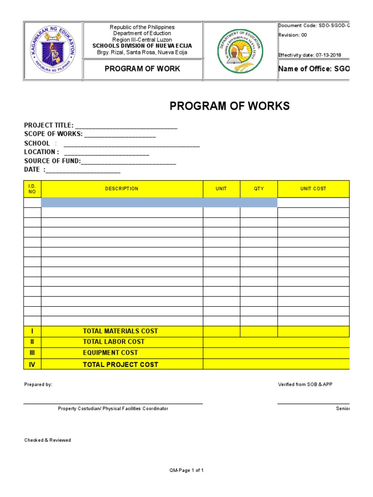 Program of Works Latest 2 | PDF