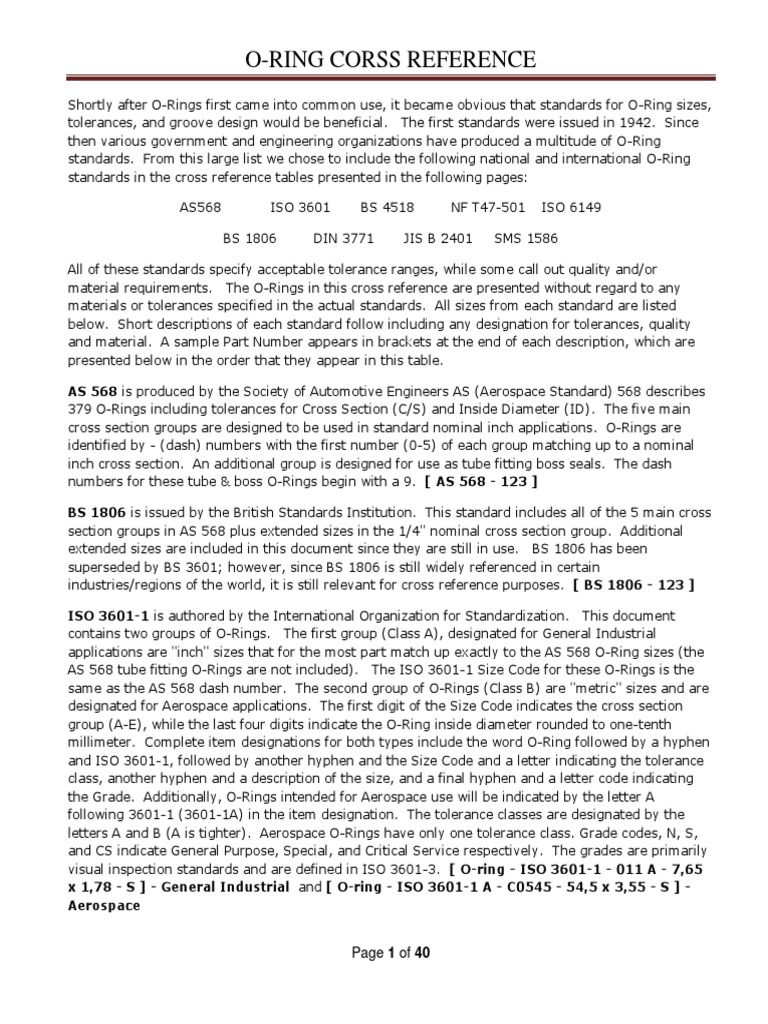 ORing Cross Reference PDF Engineering