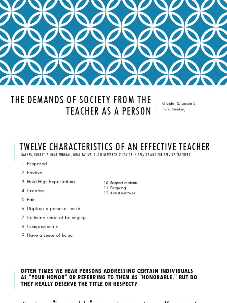 The Demands Of Society From The Teacher As A Person Child Custody Teachers