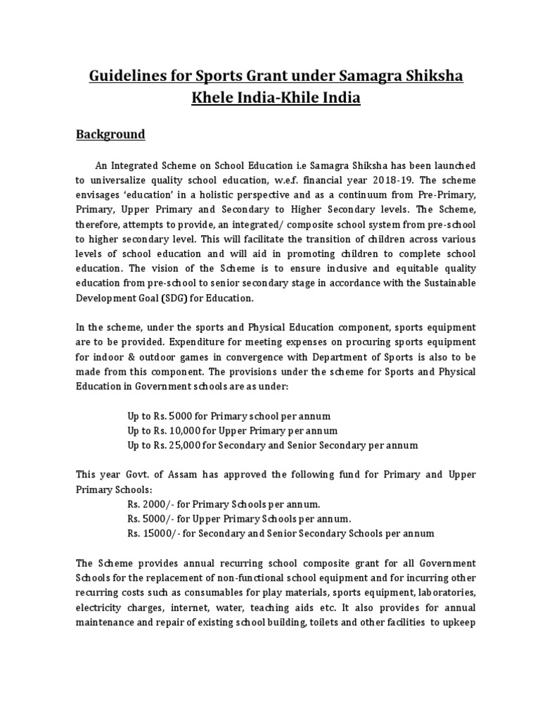 Guidelines For Sports Grants PDF Preschool Teachers
