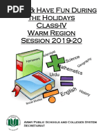 Learn & Have Fun During The Holidays Class-IV Warm Region Session 2019-20