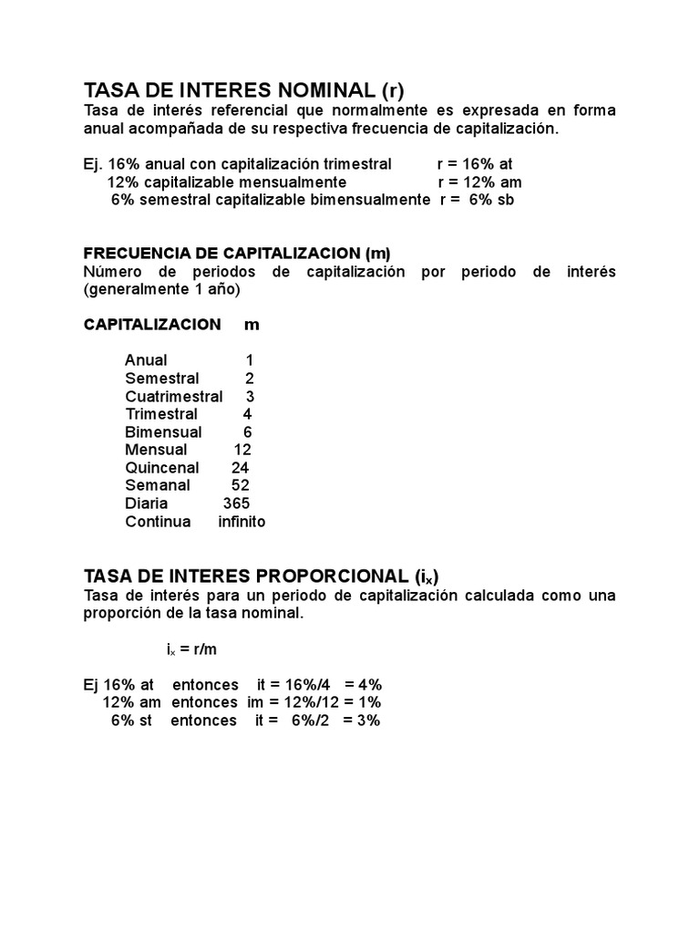 Tasas de Interes Nominal y Efectiva | Descargar gratis PDF | Tasas de ...