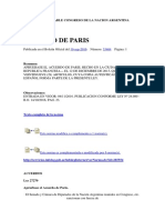Acuerdo de Paris - Ley 27270 - Se Aprueba en la Republica Argentina