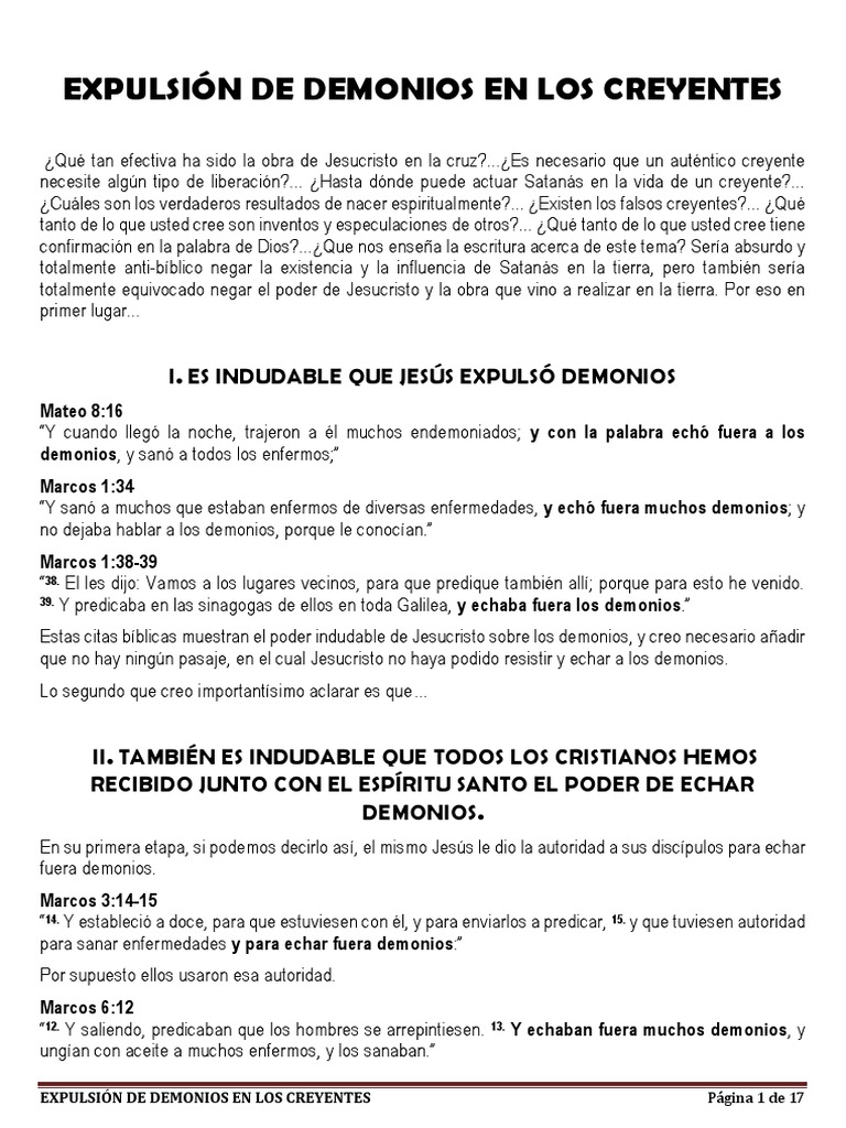 Expulsión de Demonios en Creyentes | PDF | Demonios | Jesús