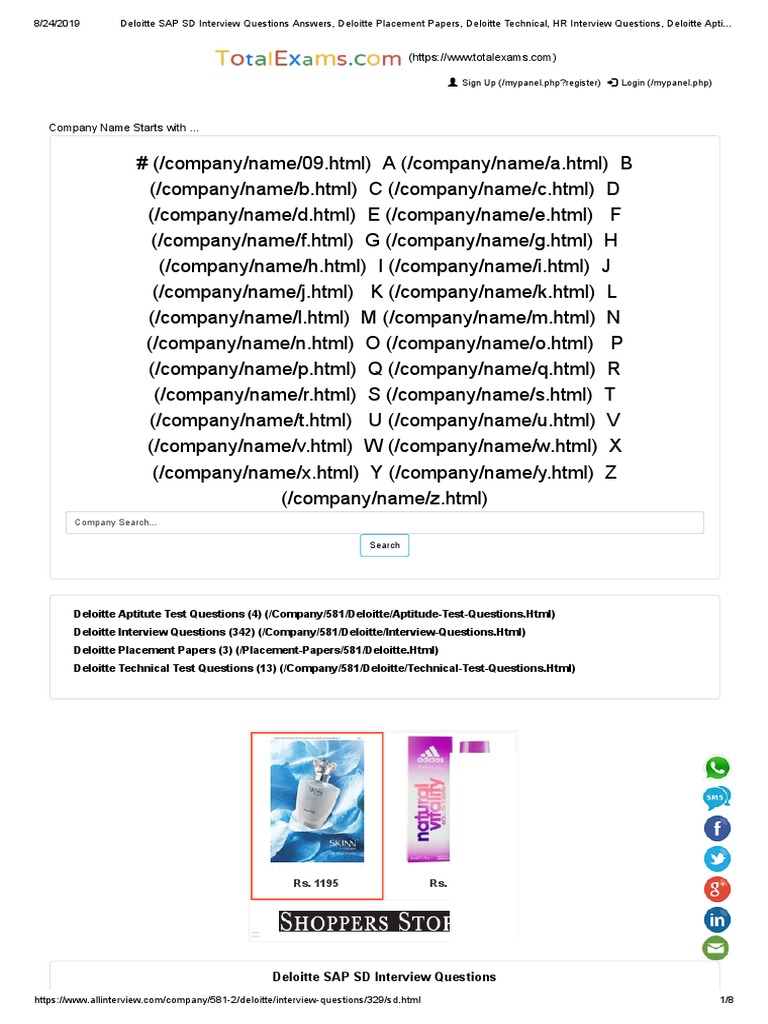 Deloitte SAP SD Interview Questions Answers, Deloitte Placement Papers