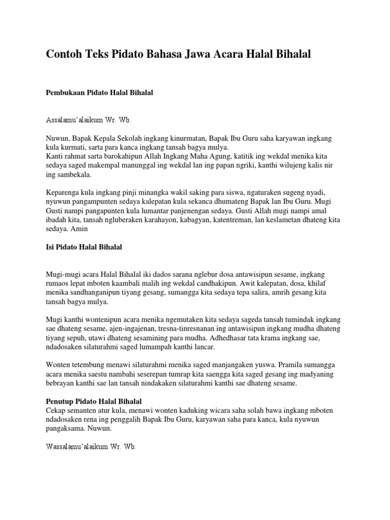 10++ Naskah pidato acara halal bihalal terbaru mudah dihafal