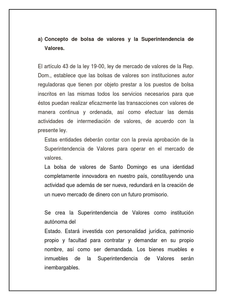 Concepto de Bolsa de Valores en RD | PDF | Bolsa | Bolsa de Valores