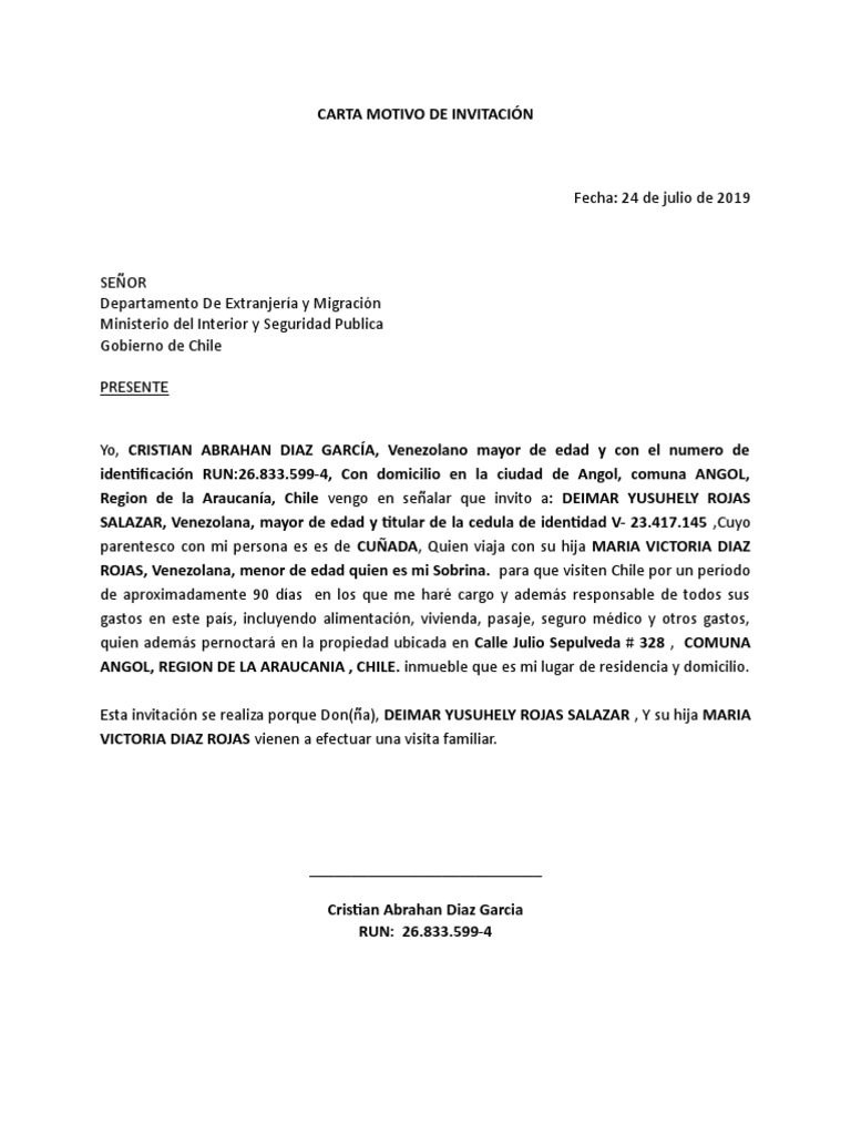 Carta de Invitacion Chile  PDF