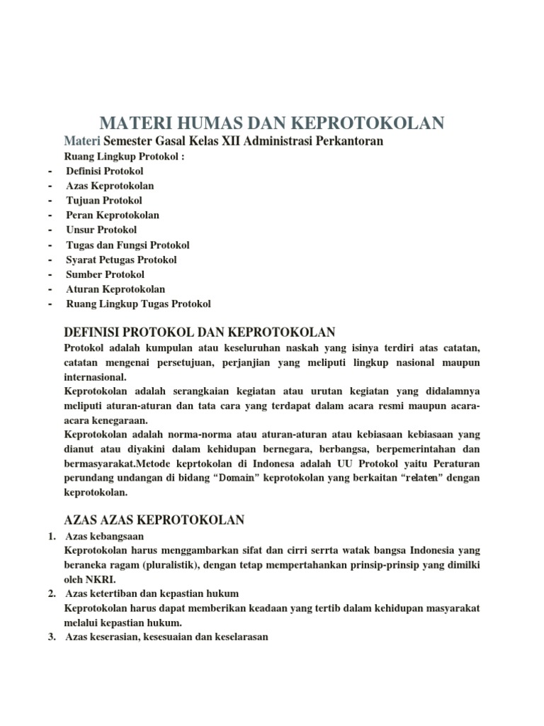 Materi Humas Dan Keprotokolan