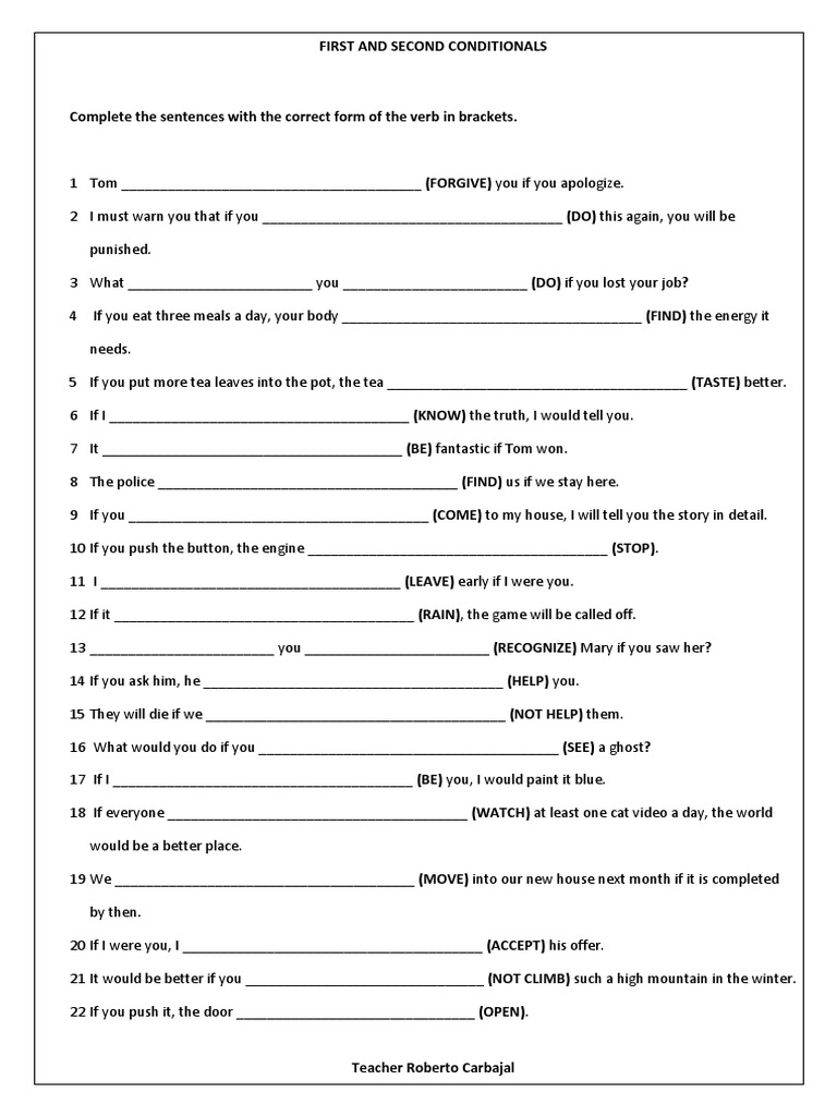 First and Second Conditional Exercises | PDF | Cooking, Food & Wine
