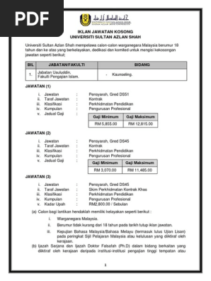 Iklan Jawatan Kosong Pensyarah Gred Ds51 Ds45 Usuluddin Kaunseling Pdf