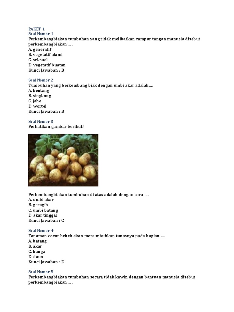 Kelas 9 Soal Perkembangbiakan Tumbuhan Dan Hewan Pdf