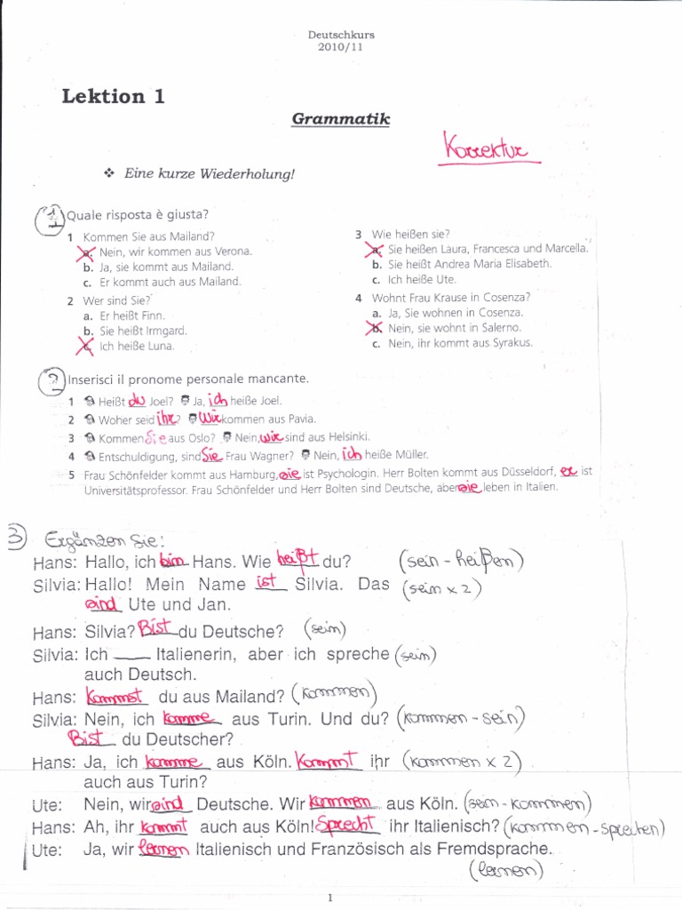 Lektion 1 - Loesungen