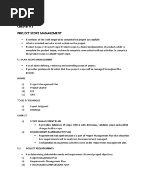 Chapter 5 - Project Scope Management