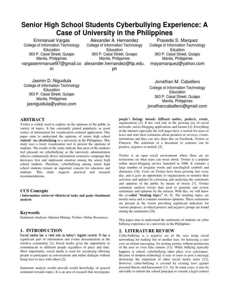 Cyberbullying Sentiments Among Students | PDF | Cyberbullying ...