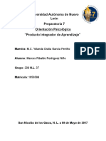 Universidad Autónoma de Nuevo León Preparatoria 7 Orientación Psicológica "Producto Integrador de Aprendizaje"