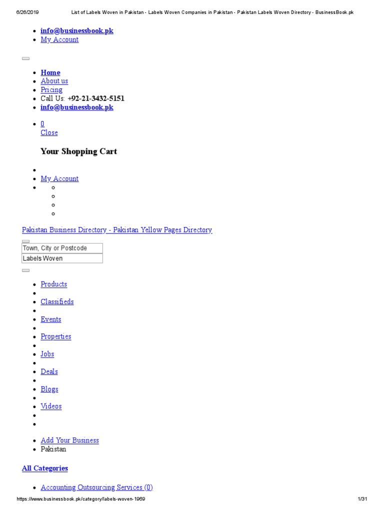 List of Labels Woven in Pakistan PDF Karachi Textiles