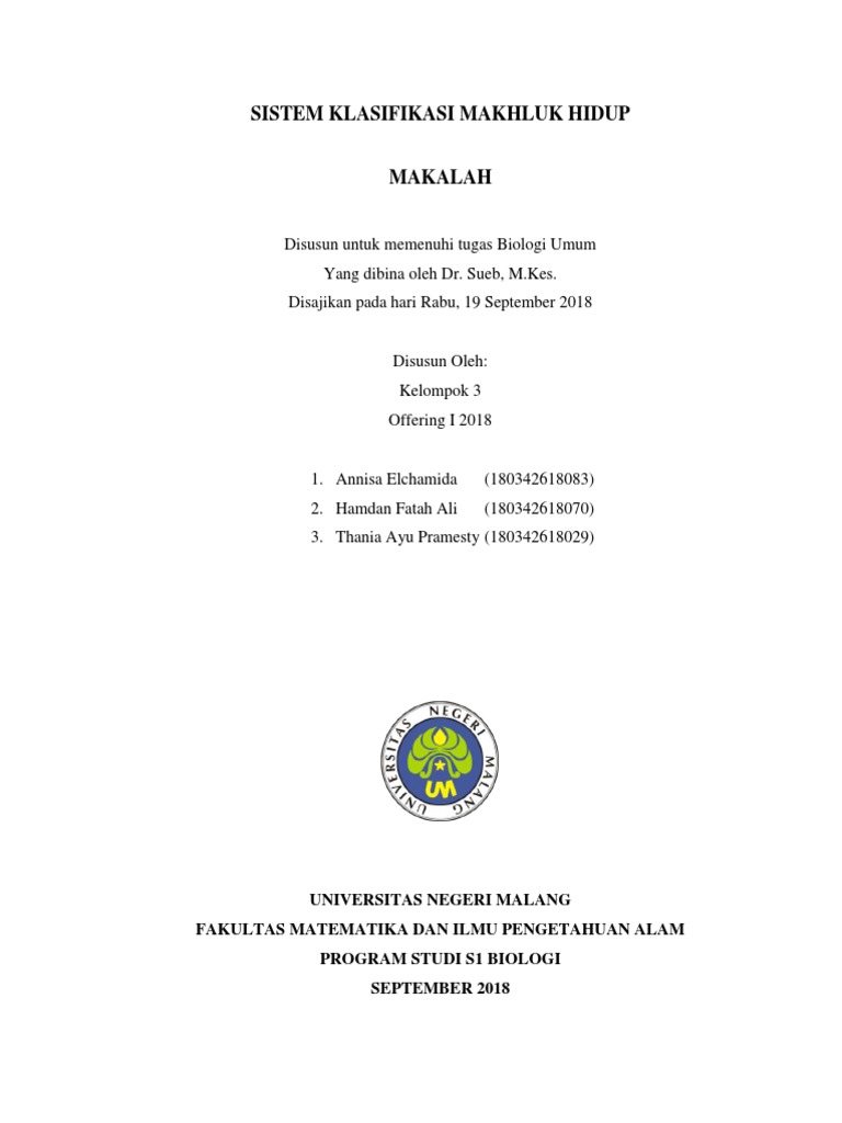 Makalah Sistem Klasifikasi Makhluk Hidup