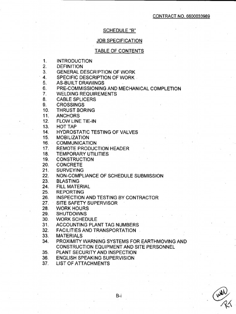 Job Specification for Contract 6600033989 | PDF | Instrumentation ...