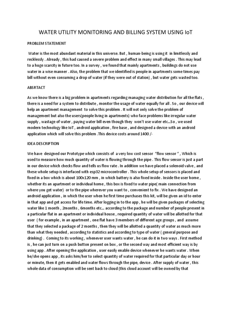 Water Utility Monitoring | PDF | Mobile App | Internet Of Things