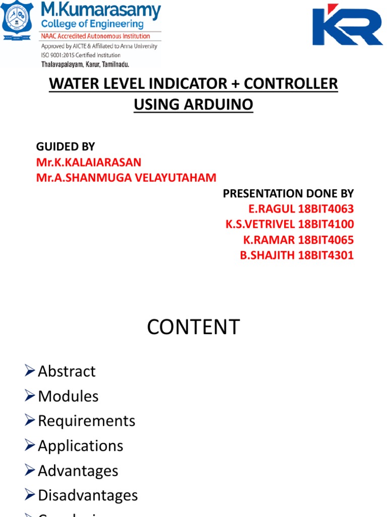 Water Level Indicator + Controller Using Arduino | PDF