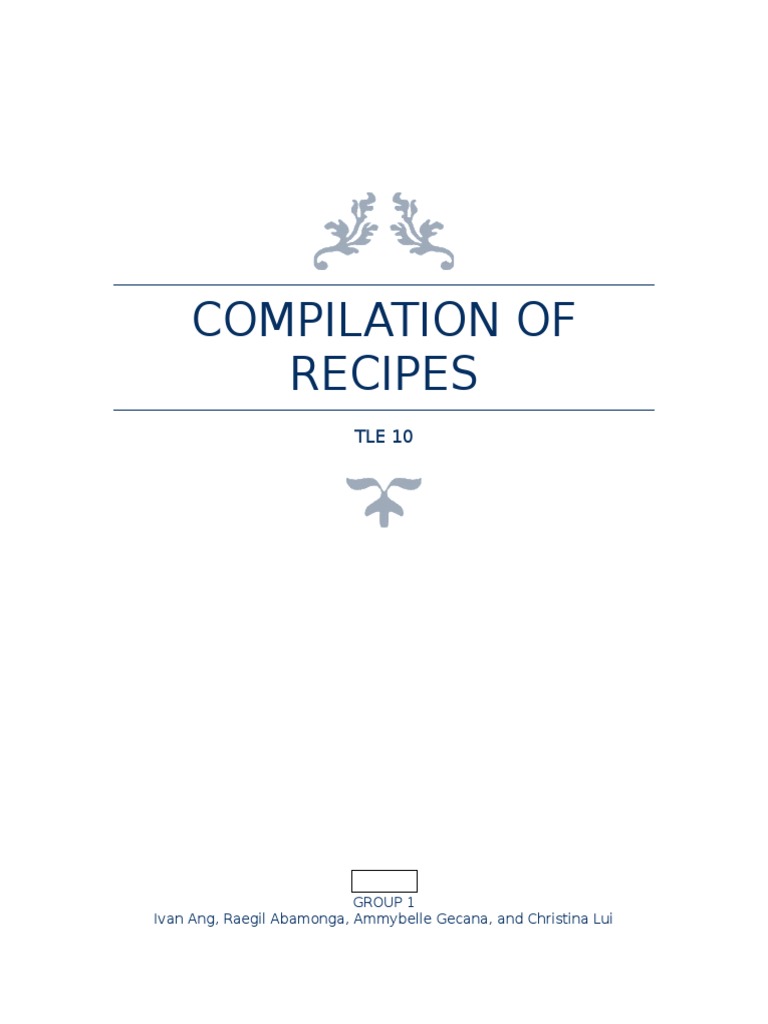 Tle Cooking Recipe Compilation Pdf Pasta Egg As Food