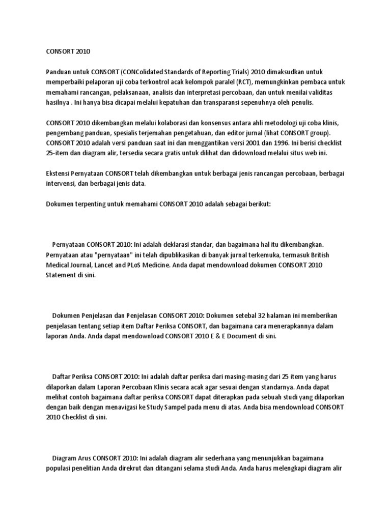 Panduan Pelaporan RCT: CONSORT 2010 | PDF | Teknologi & Rekayasa