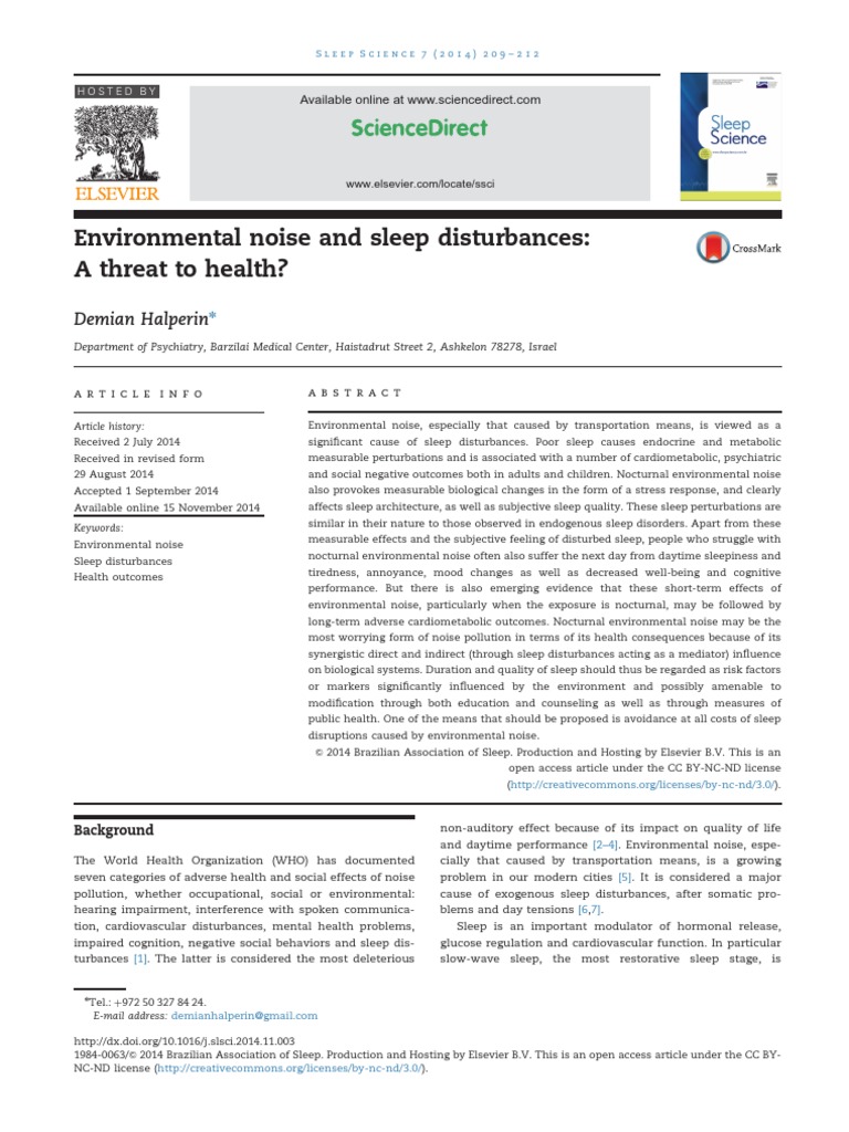 Environmental Noise and Sleep Health Risks | PDF | Sleep ...