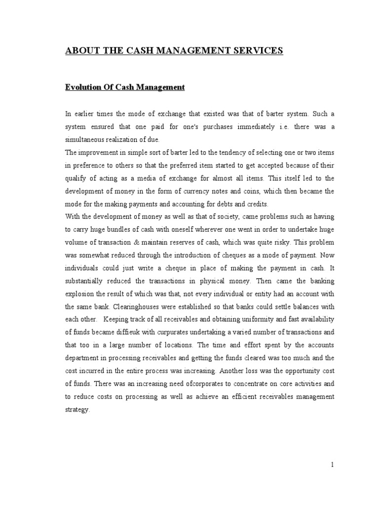 Overview of Cash Management Services | PDF | Cheque | Clearing (Finance)