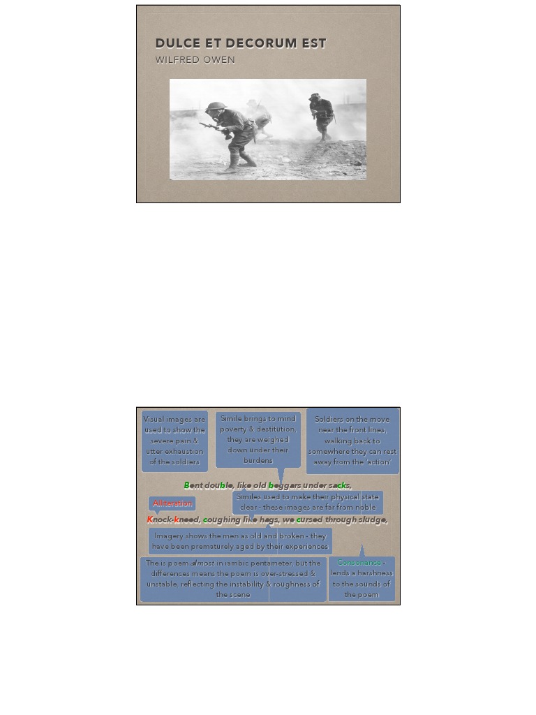 Dulce Et Decorum Est Annotations PDF Unrest