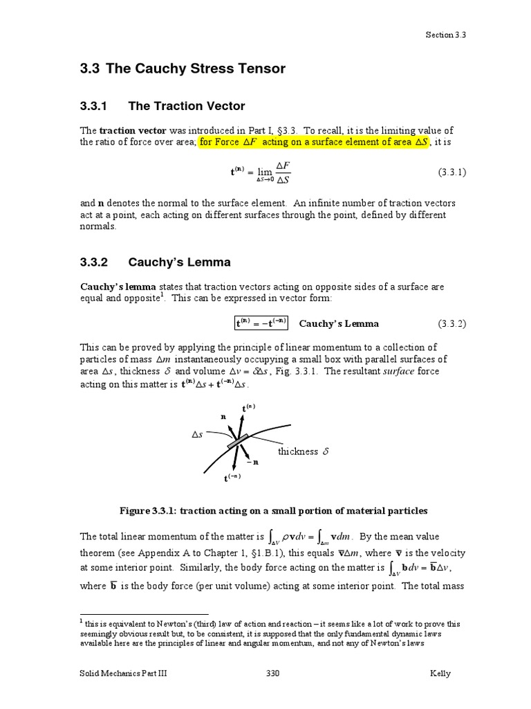 Cauchy Stress Tensor and Traction Vectors | PDF | Stress (Mechanics ...