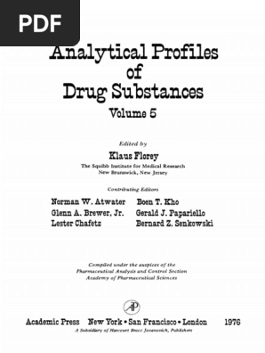 05 Analytical Profiles Of Drug Substances Klaus Florey Eds Academic Press 1976 Pdf Thin Layer Chromatography Chromatography