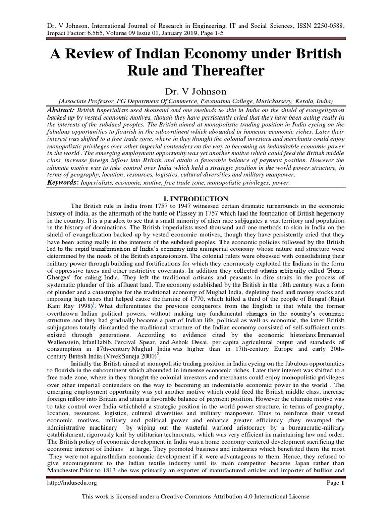 Economic Impact of British Rule in India | PDF | Economy Of India ...