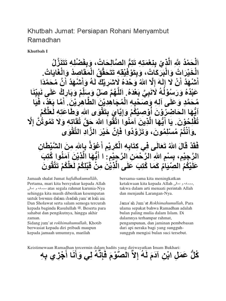 Khutbah Jumat 3 Mei 2019 Persiapan Menyambut Puasa Ramadhan Nu