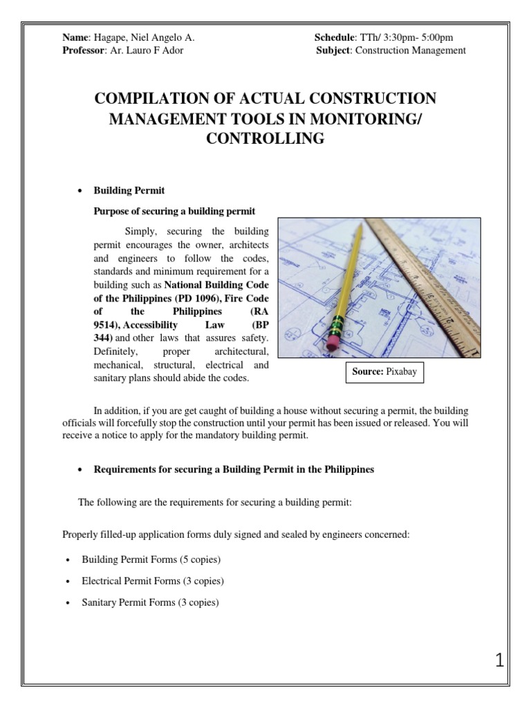 Compilation of Actual Construction Management Tools in Monitoring | PDF ...