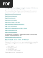 Step 1: Decide On The 'Terms of Reference': Report Basic