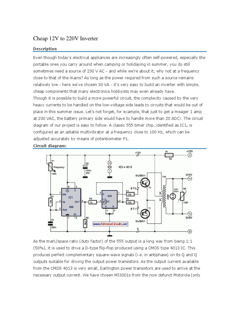 Inversor 12V To 220V Inverter | PDF | Electronic Circuits | Transformer