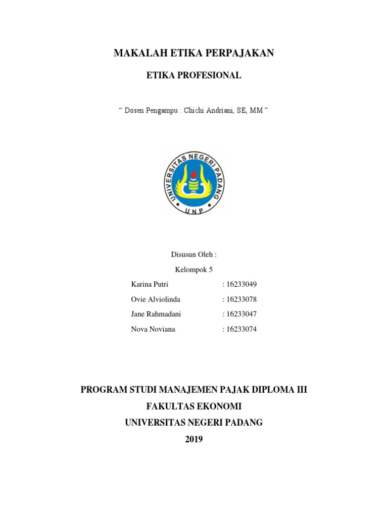 Makalah Etika Perpajakan