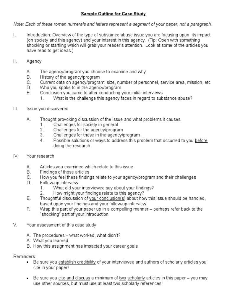 Case Study Outline on Substance Abuse | PDF | Case Study | Cognition