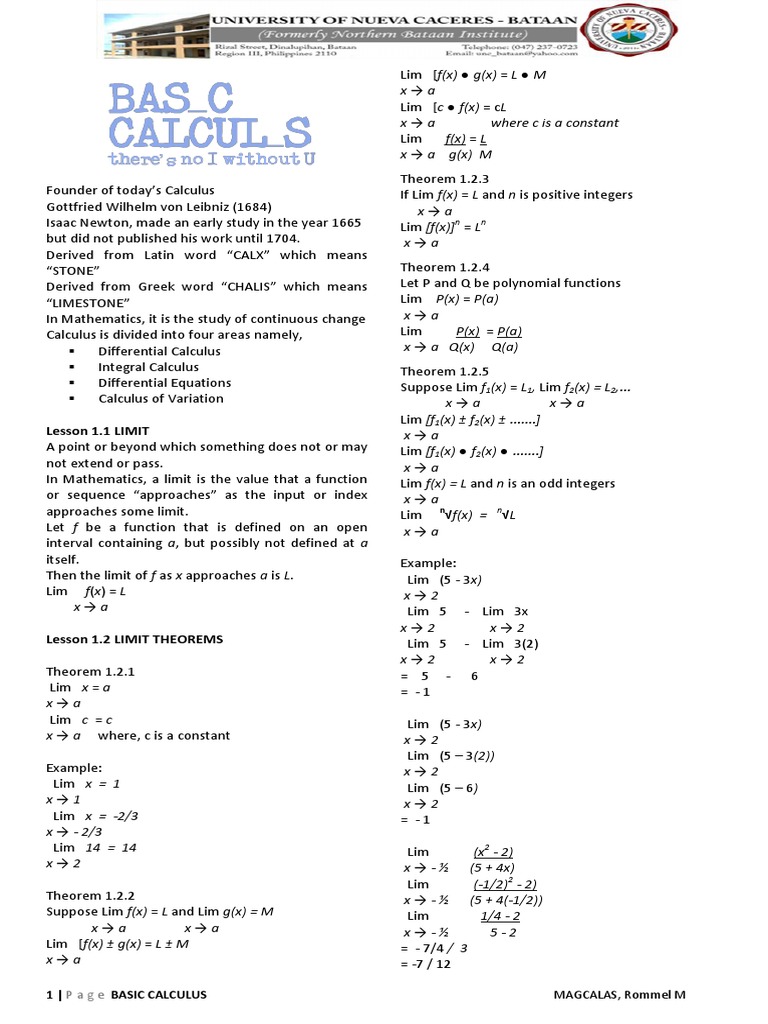 Basic Calculus 001 Calculus Differential Calculus