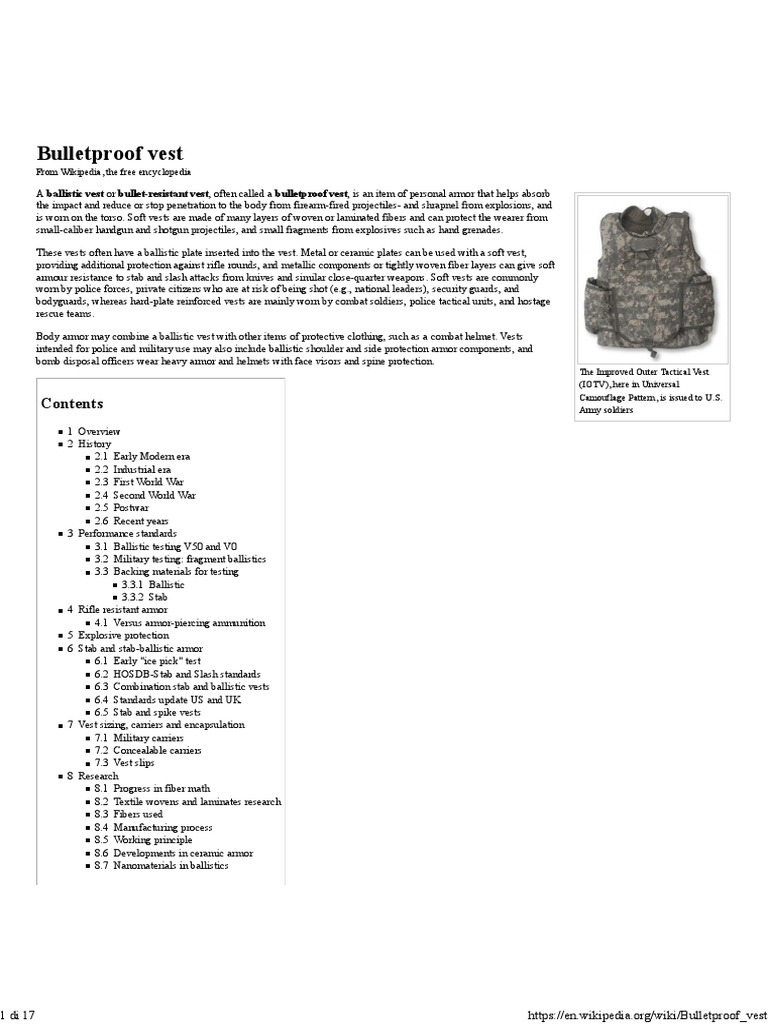 Bulletproof Vest Wikipedia PDF Armour Military Technology