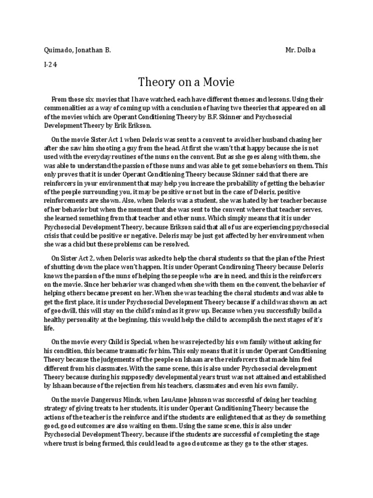 An analysis of common themes in six films through the lenses of operant 