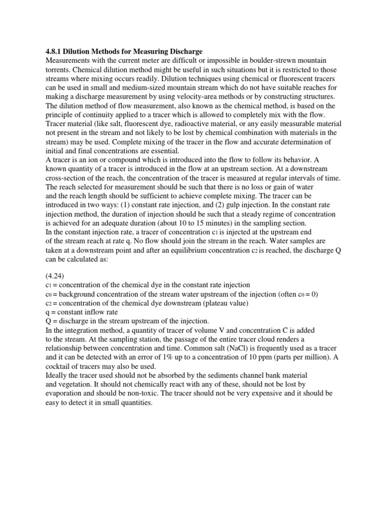 4.8.1 Dilution Methods For Measuring Discharge PDF Discharge