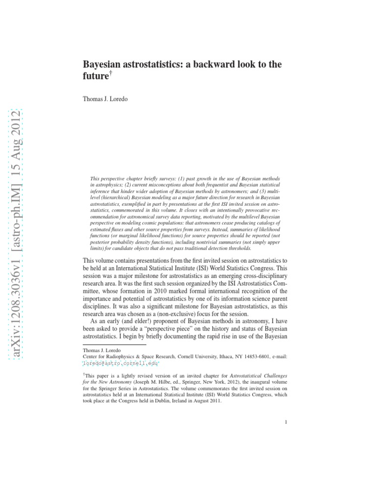 Bayesian Astrostatistics: A Backward Look To The Future: Loredo@astro ...