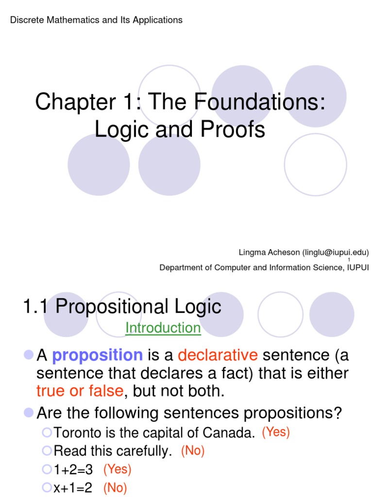 Chapter 1: The Foundations: Logic and Proofs: Discrete Mathematics and ...