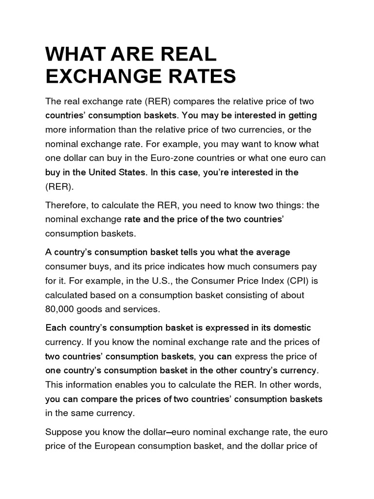 Real Exchange Rates | PDF | Real Versus Nominal Value (Economics) | Exchange  Rate