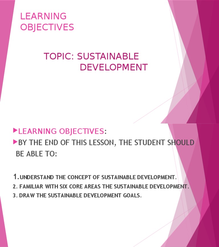 Learning Objectives: Topic: Sustainable Development | PDF | Career ...